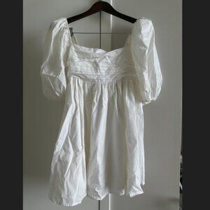 Abrcrombie Emerson Poplin Puff Sleeve Mini Dress, White, size Small Petite